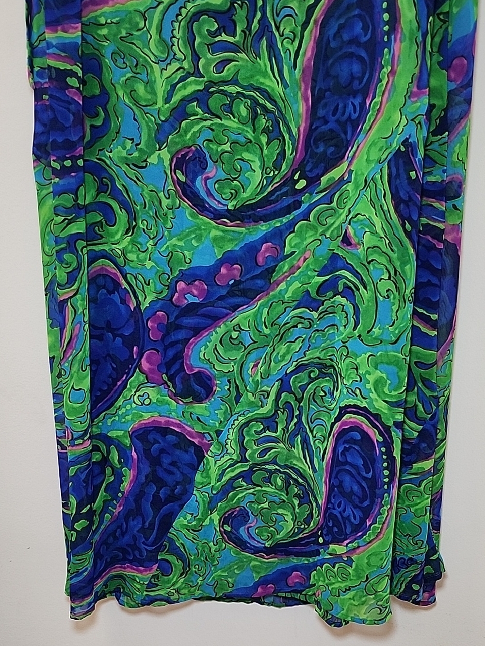 Show Me Your Mumu Vibrant Green & Blue Paisley Maxi Wrap Skirt size Small - Picture 4 of 16